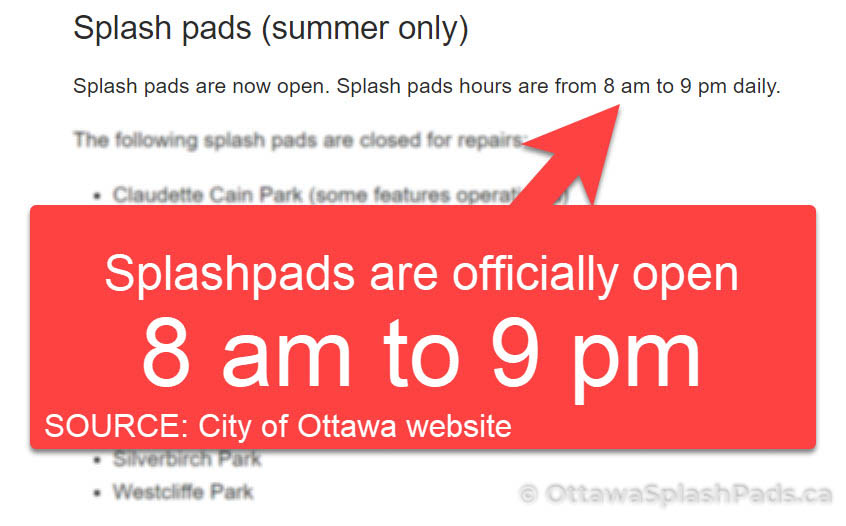 Interactive Map and List of Ottawa SplashPads - Ottawa Splash Pads.ca